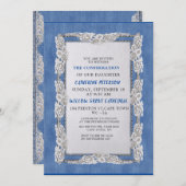 Invitation Denim avec dentelle de fleur de crème (Devant / Derrière)