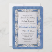 Invitation Denim avec dentelle de fleur de crème (Devant)