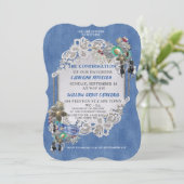 Invitation Dénim Bleu, dentelle - Bijoux costume (Debout devant)