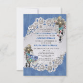 Invitation Dénim Bleu, dentelle - Bijoux costume (Devant)