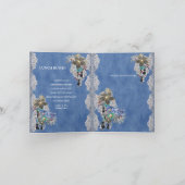Invitation Dénim bleu, dentelle fleurie et bijoux en costume (Intérieur)