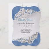 Invitation Dénim bleu, dentelle - Perles d'ivoire (Devant)