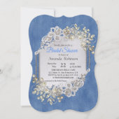 Invitation Dénim bleu, dentelle - Perles d'ivoire (Devant)