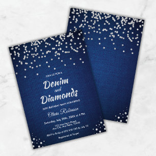 Invitation Denim bleu et diamants 50e anniversaire