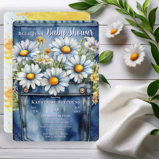 Invitation Denim Blue Jean | Baby shower floral de Daisies