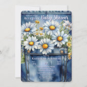 Invitation Denim Blue Jean | Baby shower floral de Daisies (Devant)