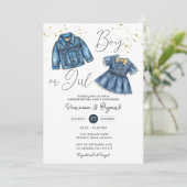 Invitation Denim Blue Jean Boy or Girl Gender Reveal (Debout devant)