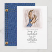 Invitation Denim Chic Fête des mariées (Devant / Derrière)