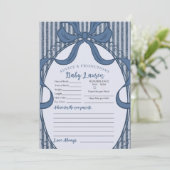 Invitation Denim Coquette Bow Blue Jean Advice for Baby Card (Debout devant)