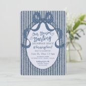 Invitation Denim Coquette Bow Blue Jean Baby Birthday (Debout devant)