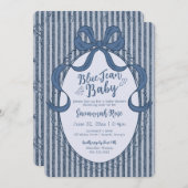 Invitation Denim Coquette Bow Blue Jean Baby Shower (Devant / Derrière)