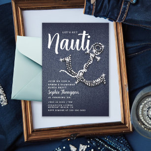 Invitation Denim Diamond Ancre Obtenez Nauti Anniversaire