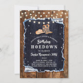 Invitation Denim Diamond Cowgirl Blue Rustic Hodown Anniversa (Devant)