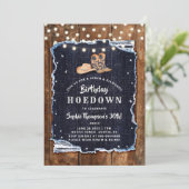 Invitation Denim Diamond Cowgirl Blue Rustic Hodown Anniversa (Debout devant)