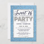 Invitation Denim Diamond Parties scintillant Cadre Sweet 16 P (Devant)