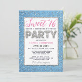 Invitation Denim Diamond Parties scintillant Cadre Sweet 16 P (Debout devant)