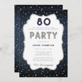 Invitation Denim Diamond Parties scintillant Frame 80e fête d (Devant / Derrière)