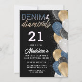 Invitation Denim Diamonds Balloons Arch Moderne 21e Anniversa (Devant)