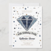 Invitation Denim Diamonds Bleu Blanc Parties scintillant 40e (Devant)