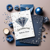 Invitation Denim Diamonds Bleu Blanc Parties scintillant 40e