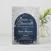 Invitation Denim Diamonds Bling Arch 30e Anniversaire (Debout devant)