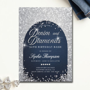 Invitation Denim Diamonds Bling Arch 30e Anniversaire