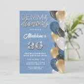 Invitation Denim Diamonds Bling Balloons Arch Anniversaire (Debout devant)