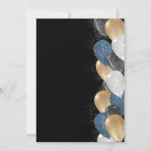 Invitation Denim Diamonds Bling Balloons Noir Anniversaire (Dos)