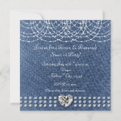 Invitation Denim & Diamonds Bling Coeur doux 16 Partie (Dos)