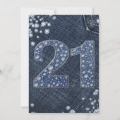 Invitation Denim & Diamonds Bling Étincelle 21 ans 21e Annive (Dos)