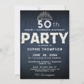 Invitation Denim Diamonds Bling Parties scintillant Tiara fêt (Devant)
