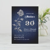 Invitation Denim Diamonds Bling Rose 30e fête d'anniversaire (Debout devant)