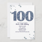 Invitation Denim & Diamonds Bling Sparkle 100TH 100 Anniversa (Devant)