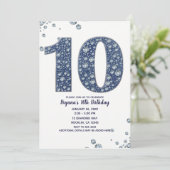 Invitation Denim & Diamonds Bling Sparkle 10e 10 Anniversaire (Debout devant)