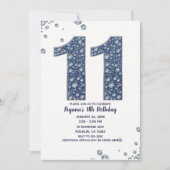 Invitation Denim & Diamonds Bling Sparkle 11e 11 Anniversaire (Devant)