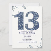 Invitation Denim & Diamonds Bling Sparkle 13e 13 Anniversaire (Devant)