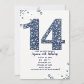 Invitation Denim & Diamonds Bling Sparkle 14 ans 14 Anniversa (Devant)