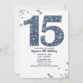 Invitation Denim & Diamonds Bling Sparkle 15e 15 ans d'annive (Devant)