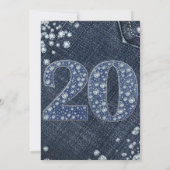 Invitation Denim & Diamonds Bling Sparkle 20E 20 Anniversaire (Dos)