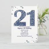 Invitation Denim & Diamonds Bling Sparkle 21e 21 Anniversaire (Debout devant)