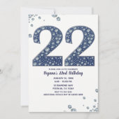 Invitation Denim & Diamonds Bling Sparkle 22 22e anniversaire (Devant)