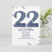 Invitation Denim & Diamonds Bling Sparkle 22 22e anniversaire (Debout devant)