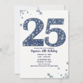 Invitation Denim & Diamonds Bling Sparkle 25 25e anniversaire (Devant)