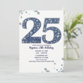 Invitation Denim & Diamonds Bling Sparkle 25 25e anniversaire (Debout devant)
