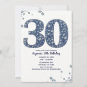 Invitation Denim & Diamonds Bling Sparkle 30TH 30 Anniversair (Devant)