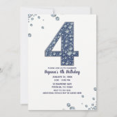 Invitation Denim & Diamonds Bling Sparkle 4e 4 Anniversaire (Devant)