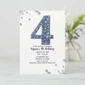 Invitation Denim & Diamonds Bling Sparkle 4e 4 Anniversaire (Debout devant)