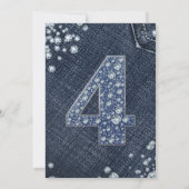 Invitation Denim & Diamonds Bling Sparkle 4e 4 Anniversaire (Dos)