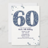 Invitation Denim & Diamonds Bling Sparkle 60E 60 Anniversaire (Devant)