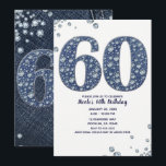Invitation Denim & Diamonds Bling Sparkle 60TH 60 Anniversair<br><div class="desc">invitation personnalisée</div>